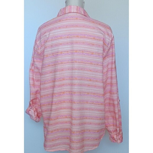 Kim Rogers Women's Size XL Linen Blend Button Front Blouse w/Roll Tab Sleeves - Picture 3 of 7